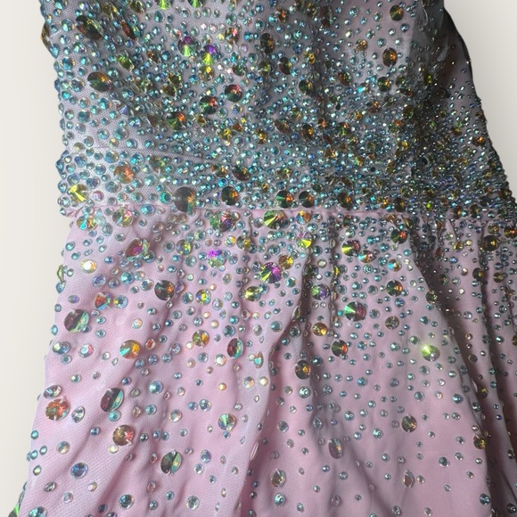 Tony Bowls Le Gala Style Gown Pink Prom Pageant Formal Dress Gems Shiny Fairy 2 - Picture 4 of 16